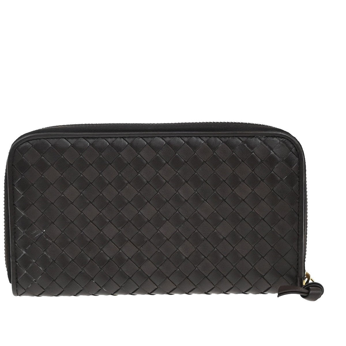 BOTTEGA VENETA Logo Intrecciato Long Zipper Around Wallet Leather Brown 65KP233