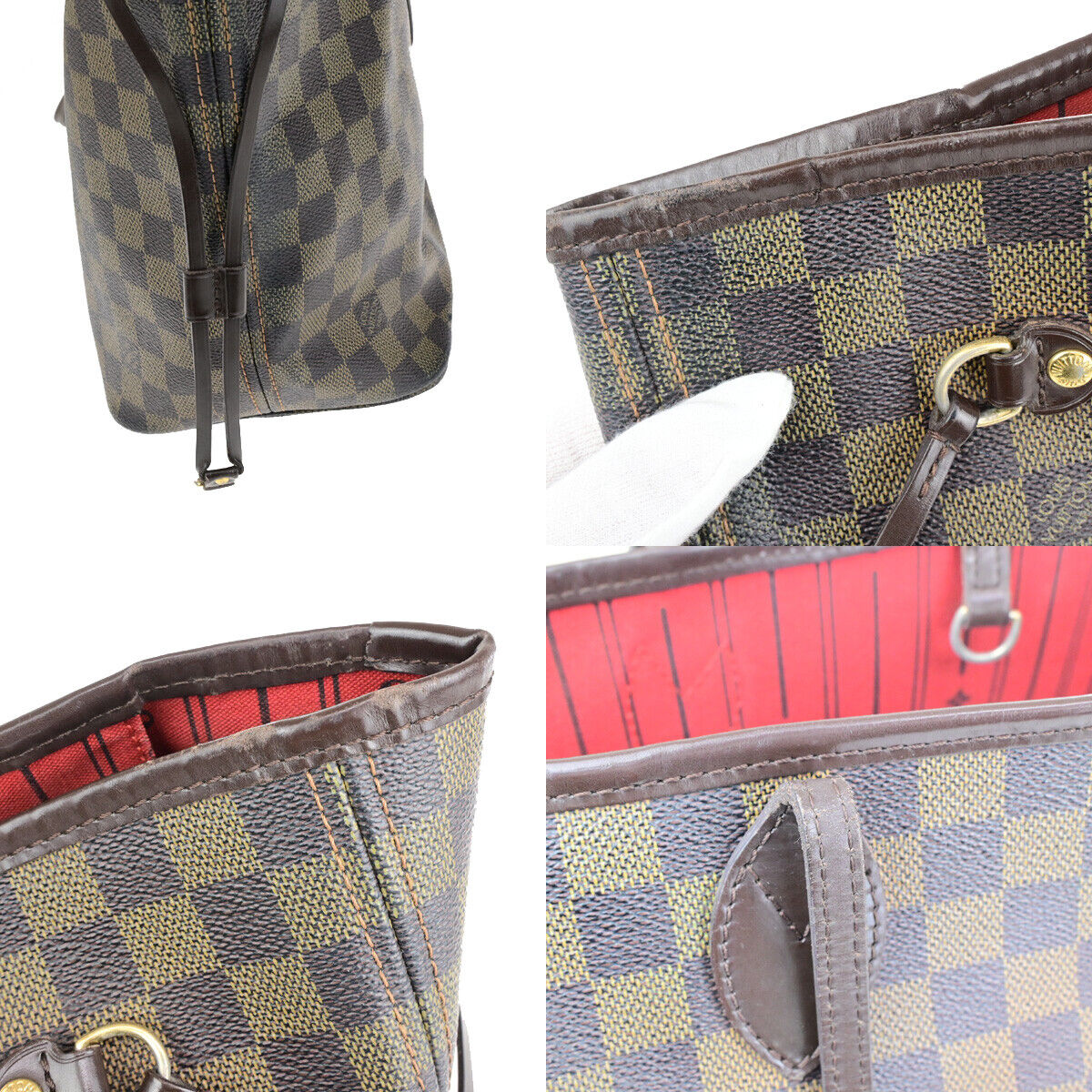 LOUIS VUITTON Neverfull MM Shoulder Tote Bag Damier Leather Brown N51105 15YG632