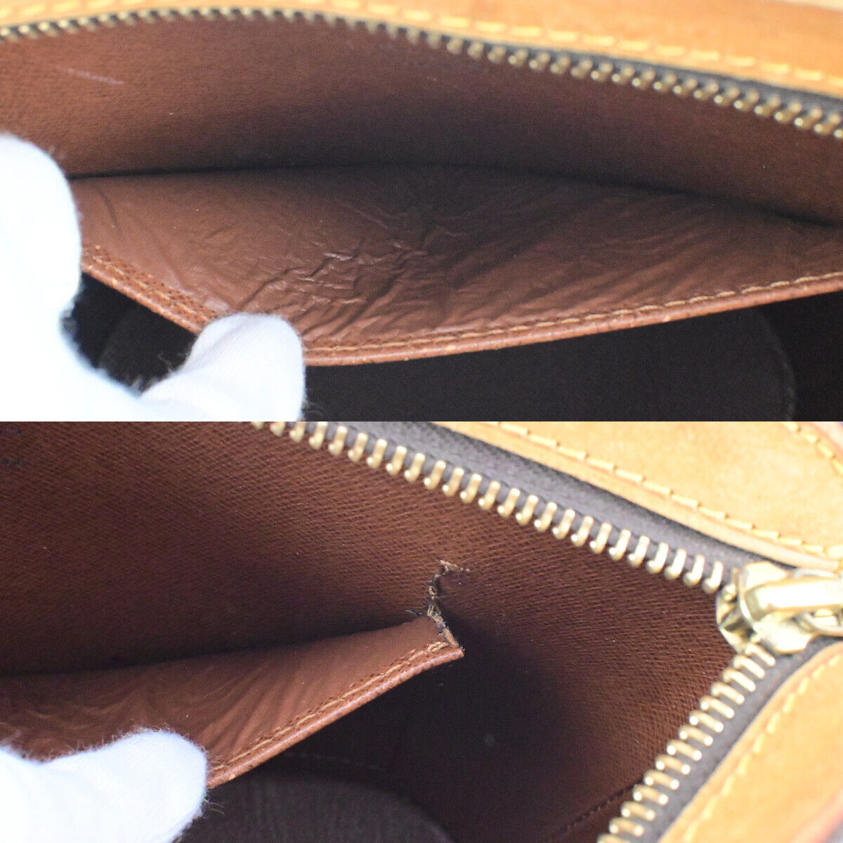 LOUIS VUITTON Logo Drouot Shoulder Bag Monogram Leather Brown M51290 75KA503