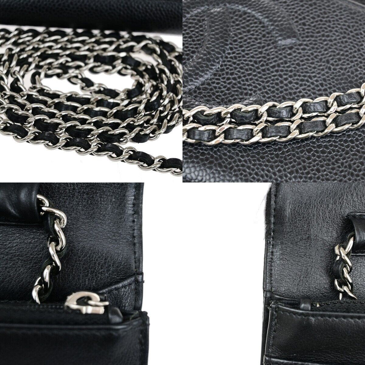 CHANEL CC Logo GST Chain Shoulder Bag Wallet Caviar Skin Leather BK SHW 367RF145