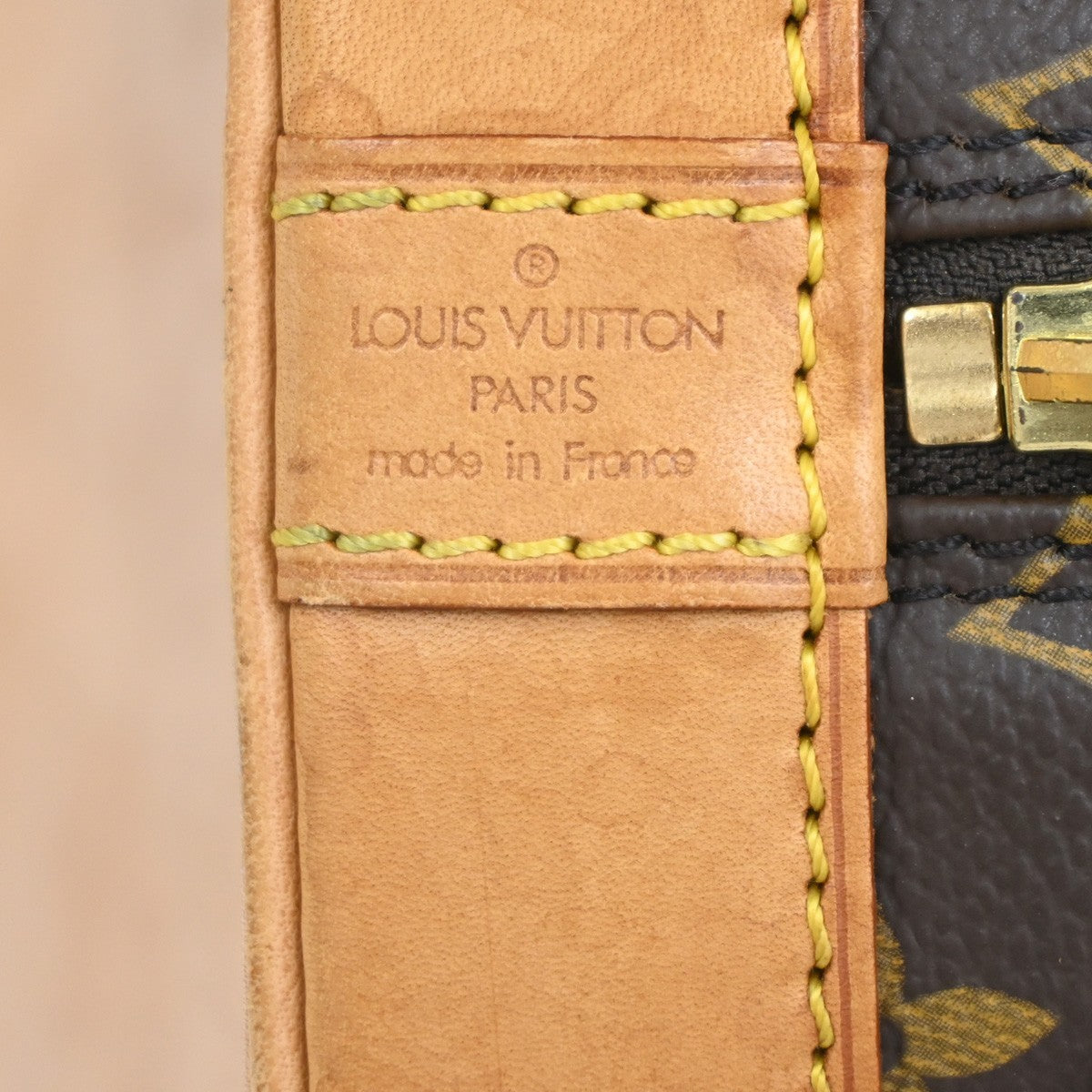 LOUIS VUITTON LV Logo Alma Hand Bag Monogram Leather Brown France M51130 81PA055
