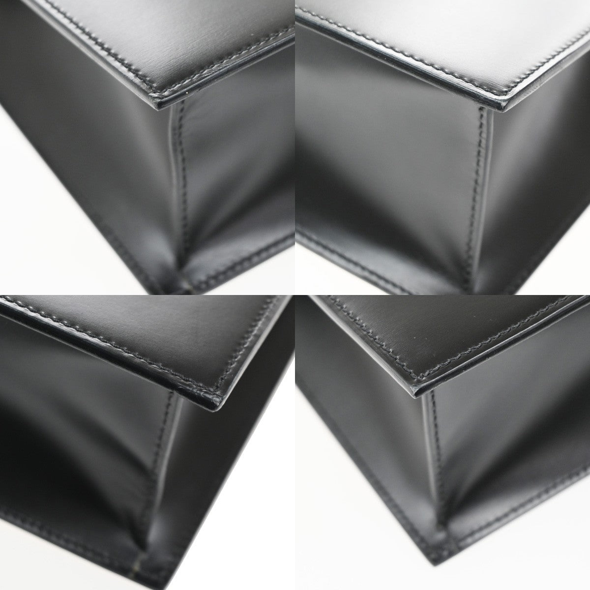 CARTIER Logo Panthere De Cartier Shoulder Hand Bag Leather Black Italy 73RL770