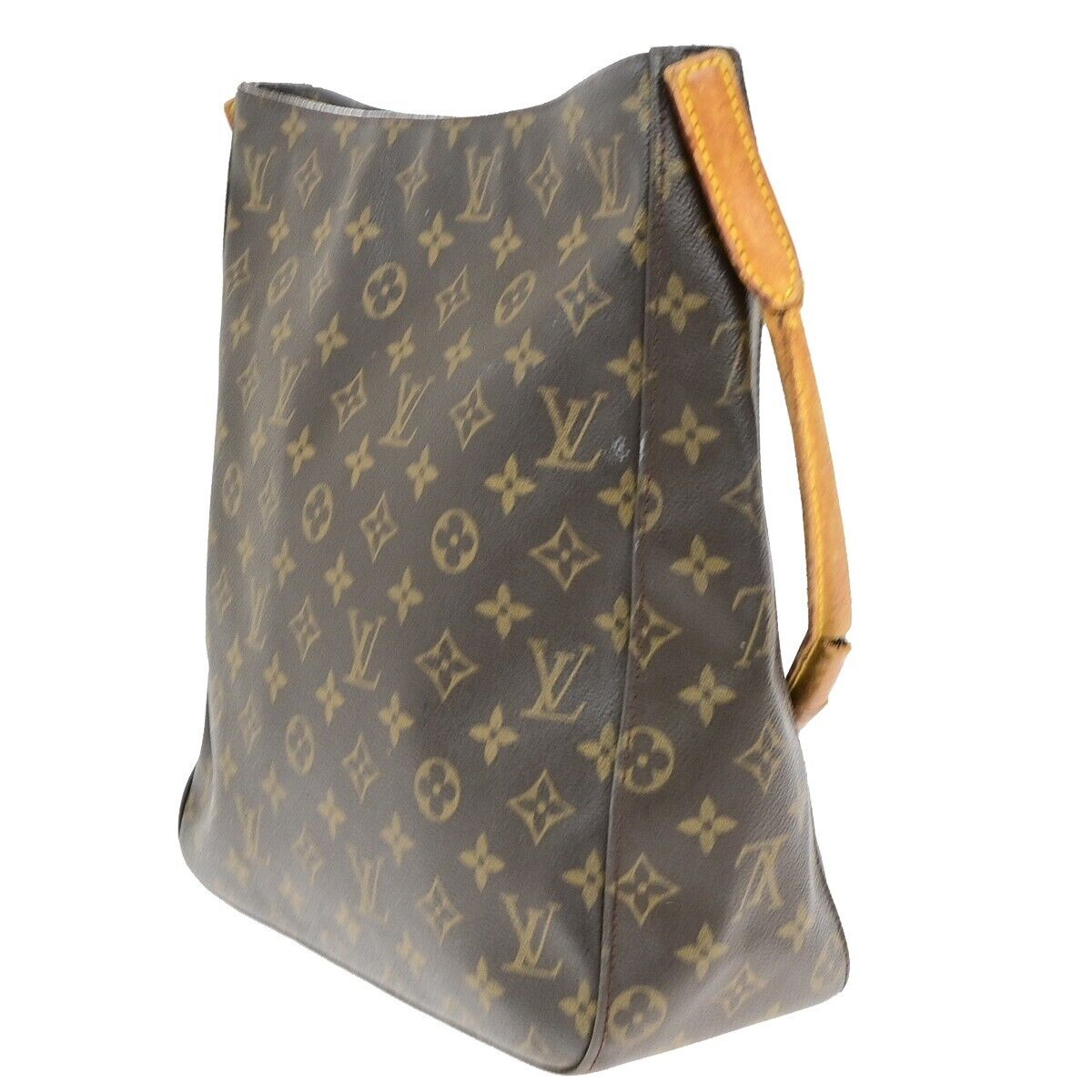 LOUIS VUITTON Logo Looping GM Shoulder Bag Monogram Leather Brown M51145 01ED693