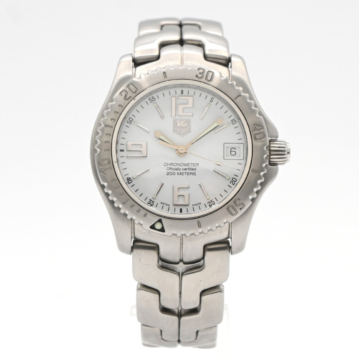 TAG HEUER Link Date Watch 35mm WT5211 Chronograph AT White Dial SS 10LC595