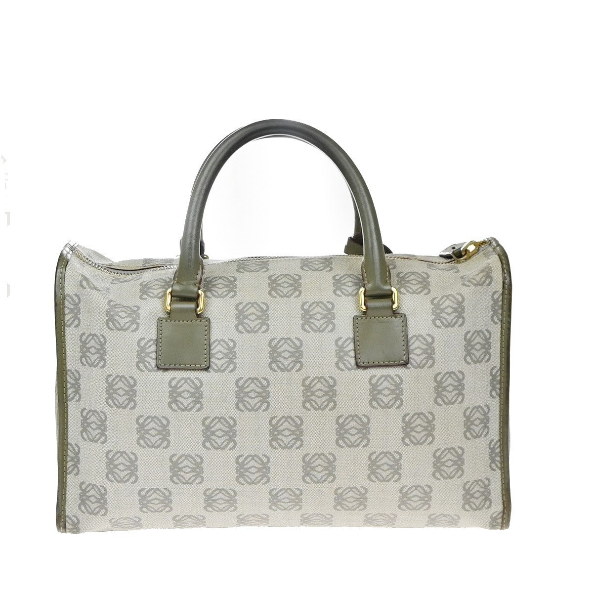 LOEWE Logo AMAZONA Anagram Pattern Hand Bag PVC Leather Gray GHW Spain 35YH954