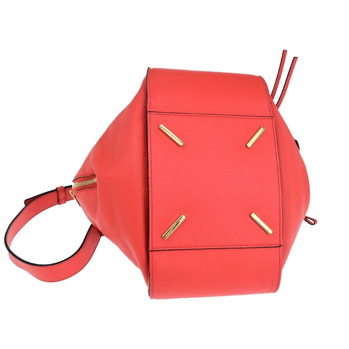 LOEWE Logo Hammock Small 2Way Shoulder Hand Bag Leather Red Gold 631RK103