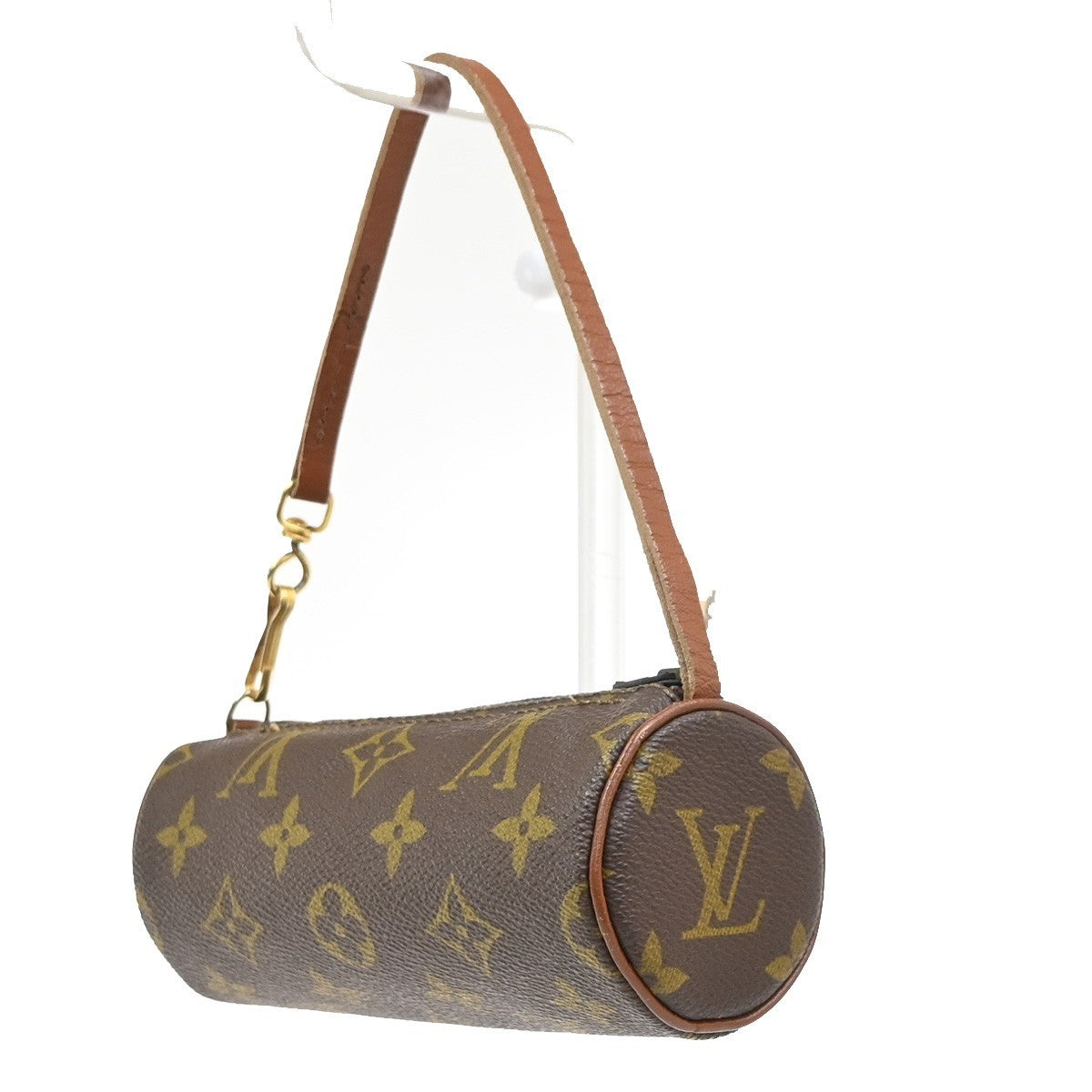 LOUIS VUITTON Logo Papillon Pouch Bag Monogram Leather Brown GHW 62MA487