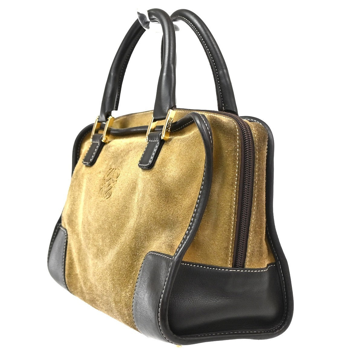 LOEWE Anagram logo Amazona 28 handbag suede Leather Brown Spain GHW 79KD096