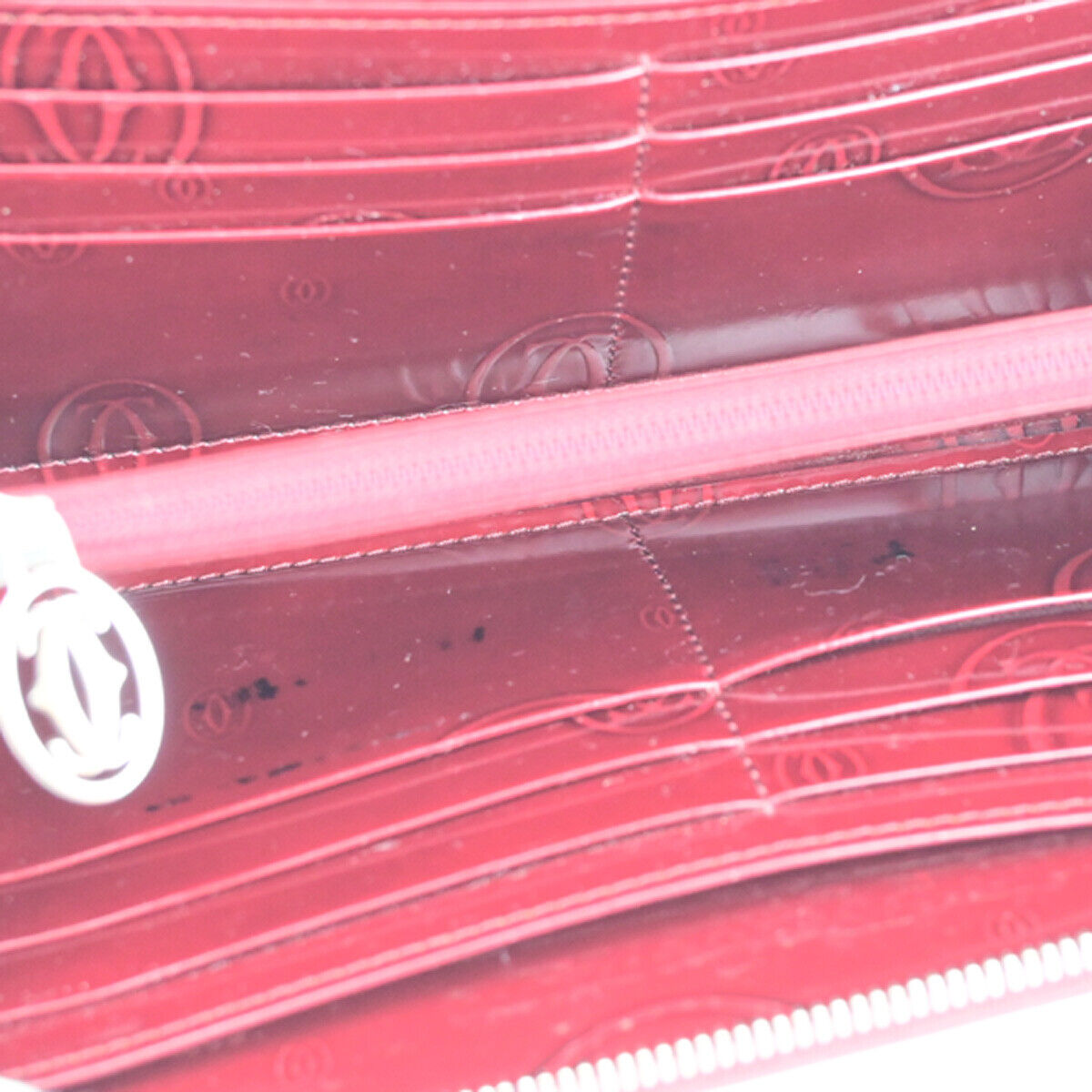CARTIER Happy birthday Zipper Around Long Walley Patent Leather Bordeaux 08YF479