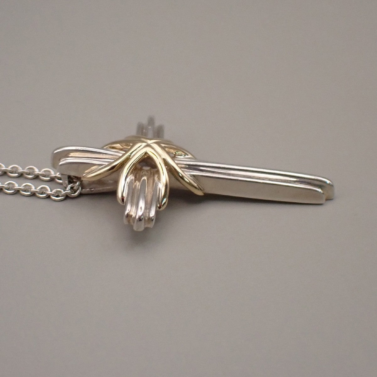 Tiffany & Co. Signature Cross Chain Necklace Pendant Silver 925/Gold 750 83RL378