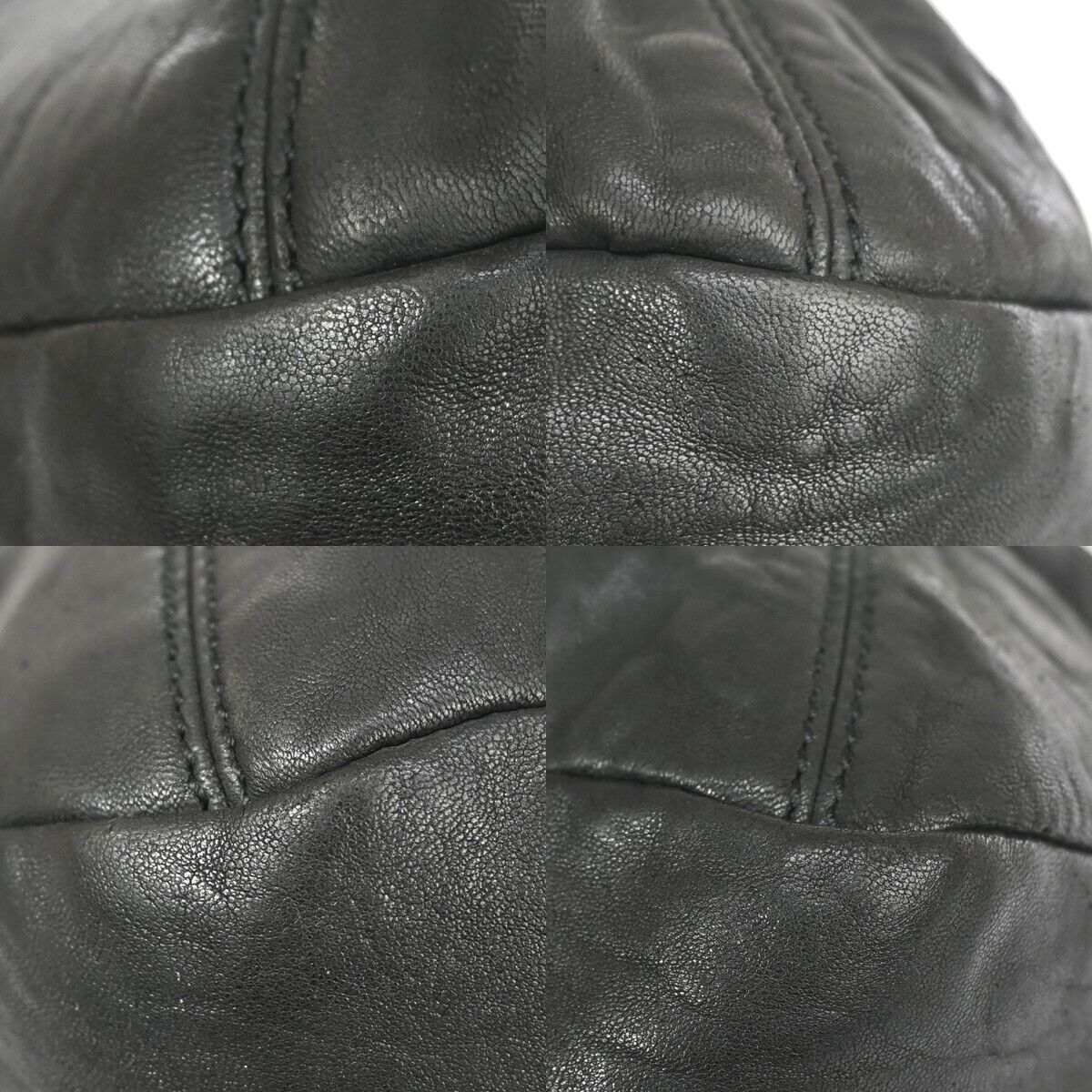 SALVATORE FERRAGAMO Logo Gancini Shoulder Tote Bag Leather Black  Italy 68DA065