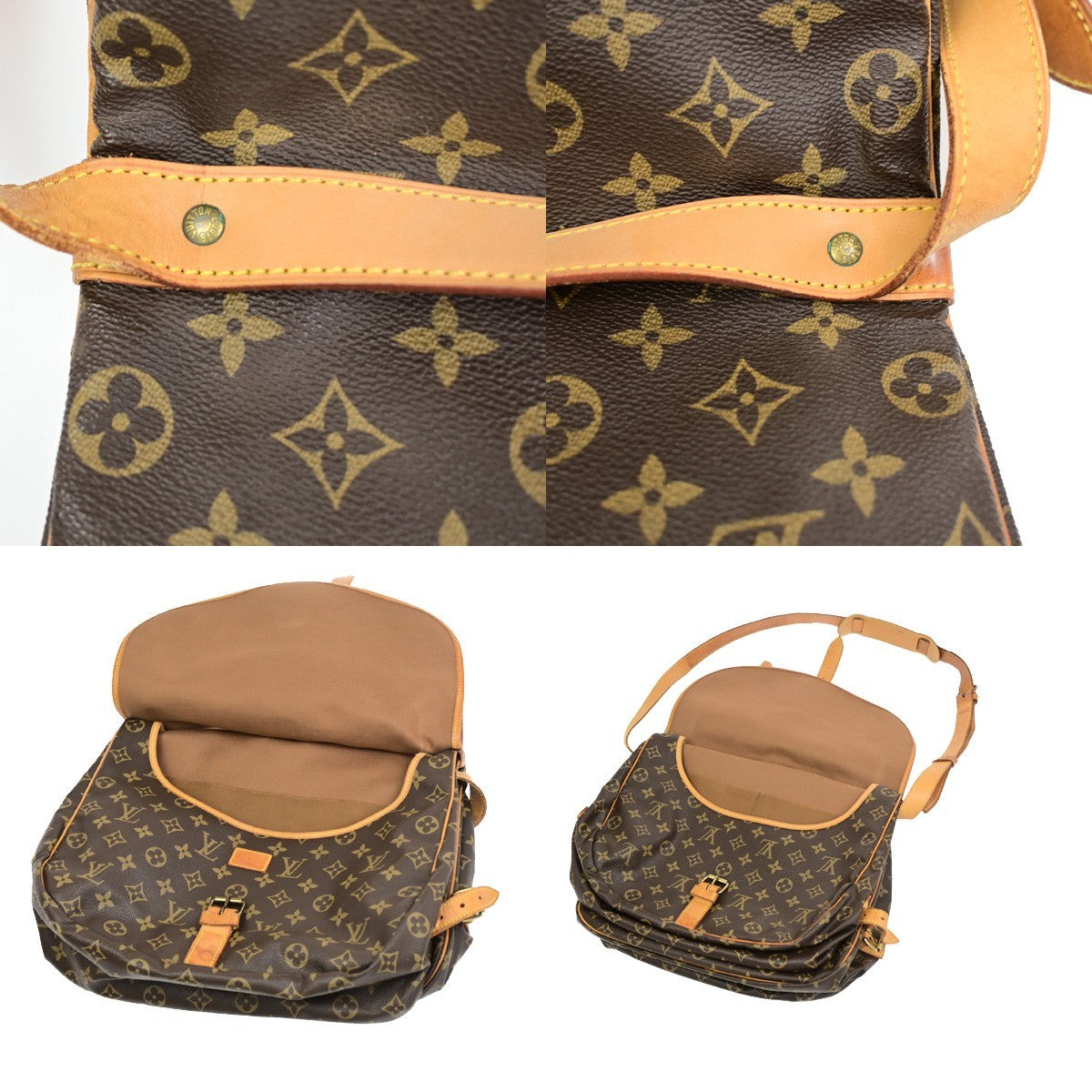 LOUIS VUITTON Logo Saumur 30 Shoulder Bag Monogram Leather Brown M42256 73CB038