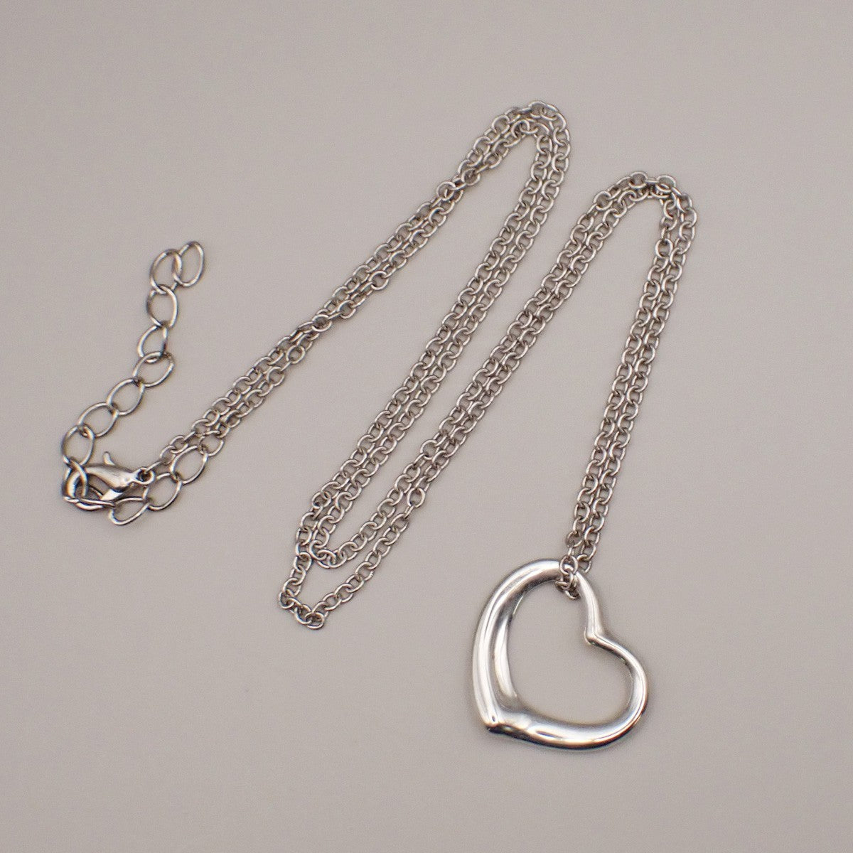 TIFFANY & CO. Open Heart 22mm Chain Necklace Ag 925 Elsa Peretti Silver 02YH718