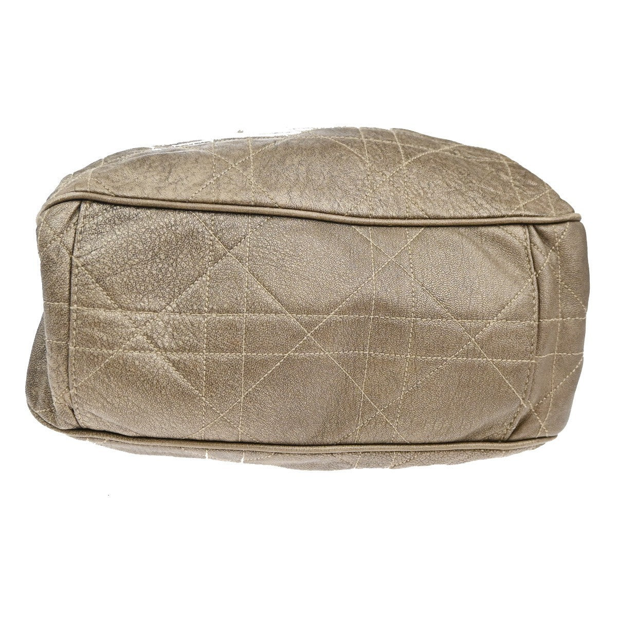 CHRISTIAN DIOR Cannage Shoulder Bag Leather Beige Gold Italy 83TA504