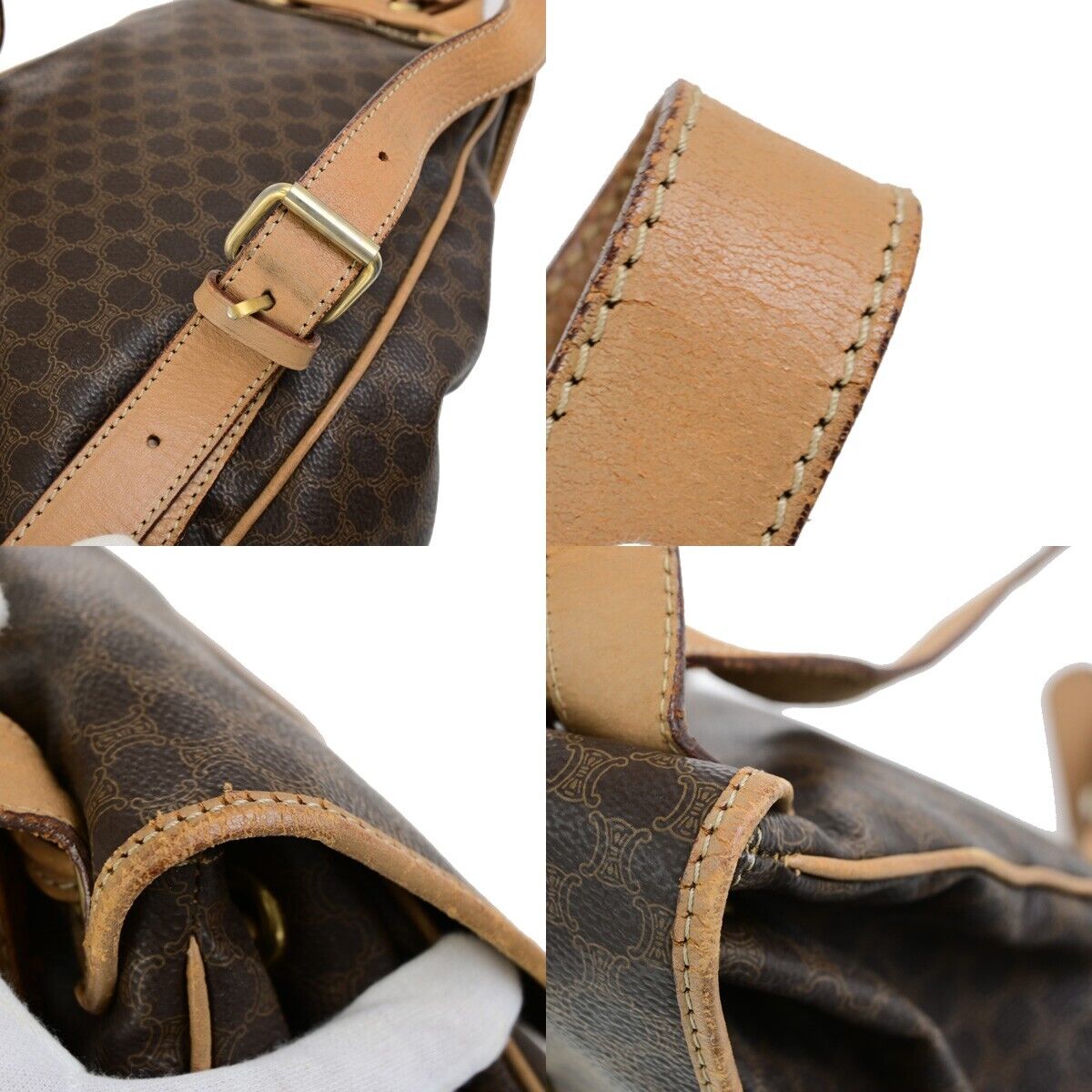 CELINE Logo Macadam Pattern Backpack Bag PVC Leather Brown GHW 67EC951