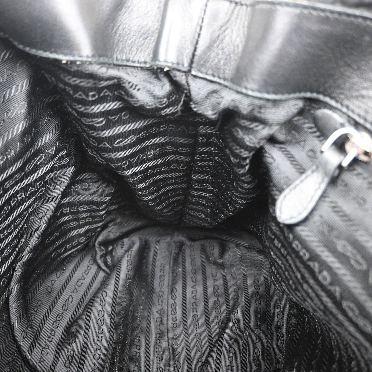 PRADA Tessuto  Gaufre 2Way Shoulder Hand Bag Nylon Leather Black SHW 86YJ140