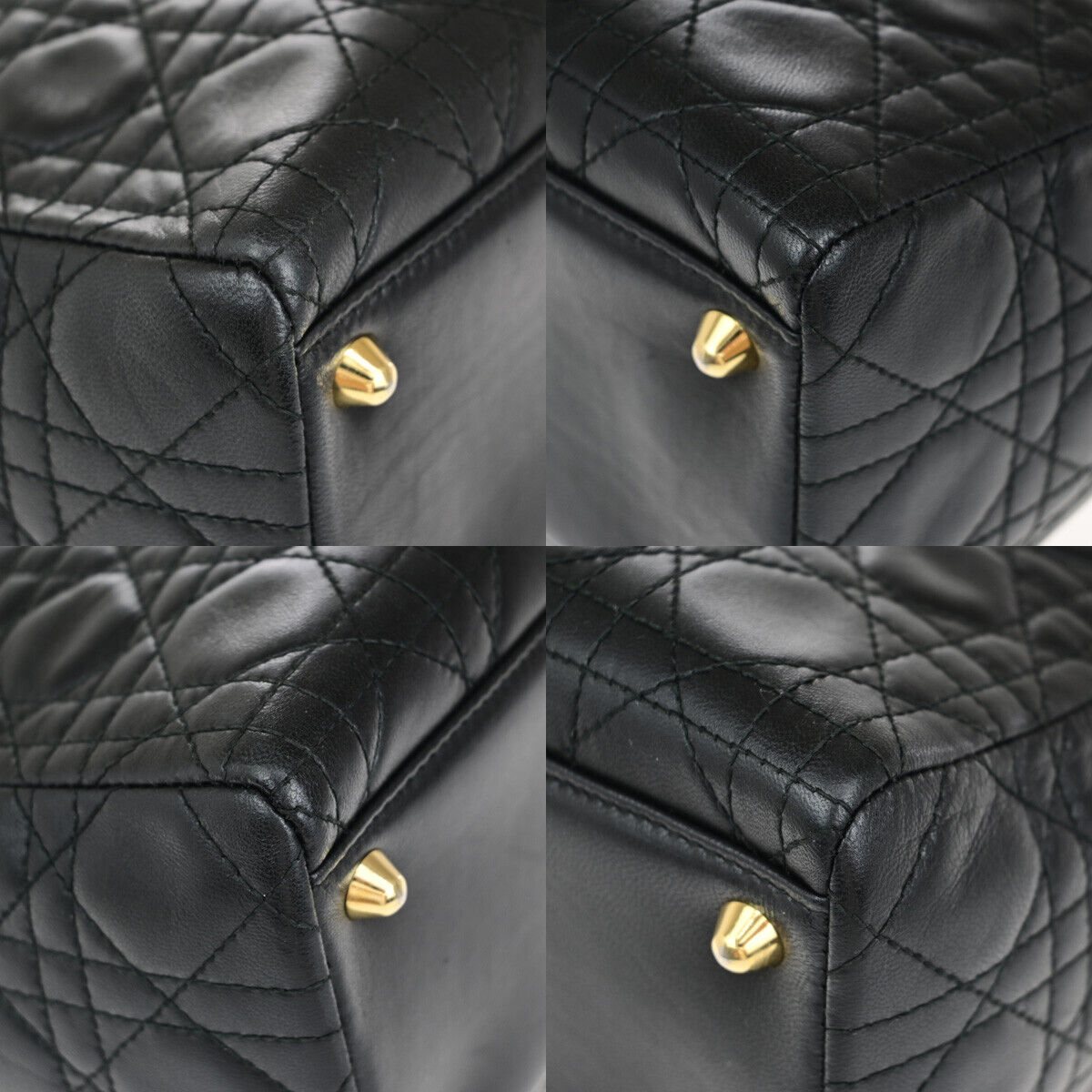 CHRISTIAN DIOR Logo Lady Cannage 2Way Shoulder Hand Bag Leather BE GHW 367RK664