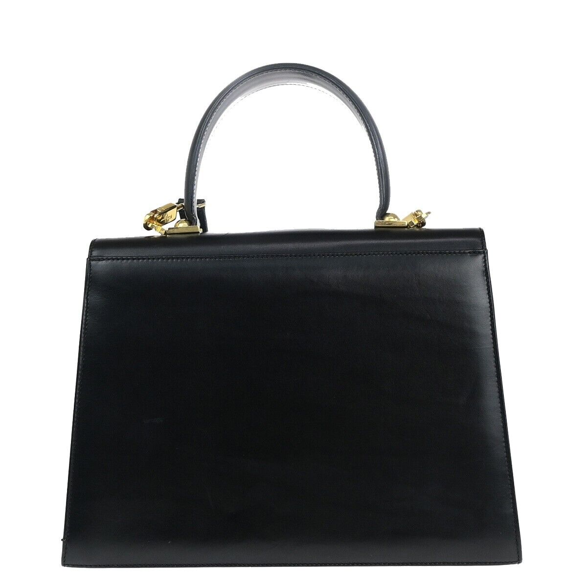 SALVATORE FERRAGAMO 2Way Gancini Shoulder Hand Bag Leather Black Gold 87EC640