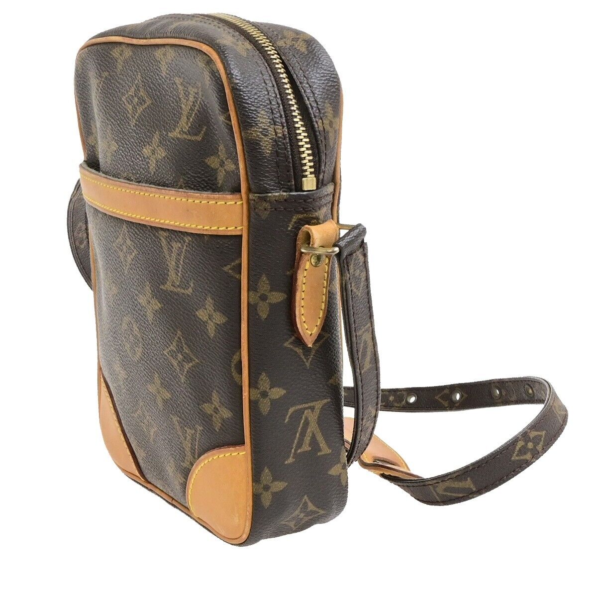 LOUIS VUITTON Danube Shoulder Bag Monogram Leather Brown France M45266 86ED601