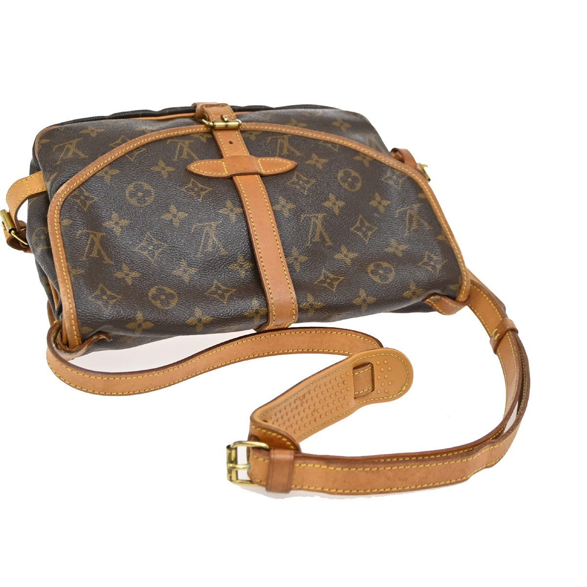 LOUIS VUITTON Logo Saumur 30 Shoulder Bag Monogram Leather Brown M42256 73DA259