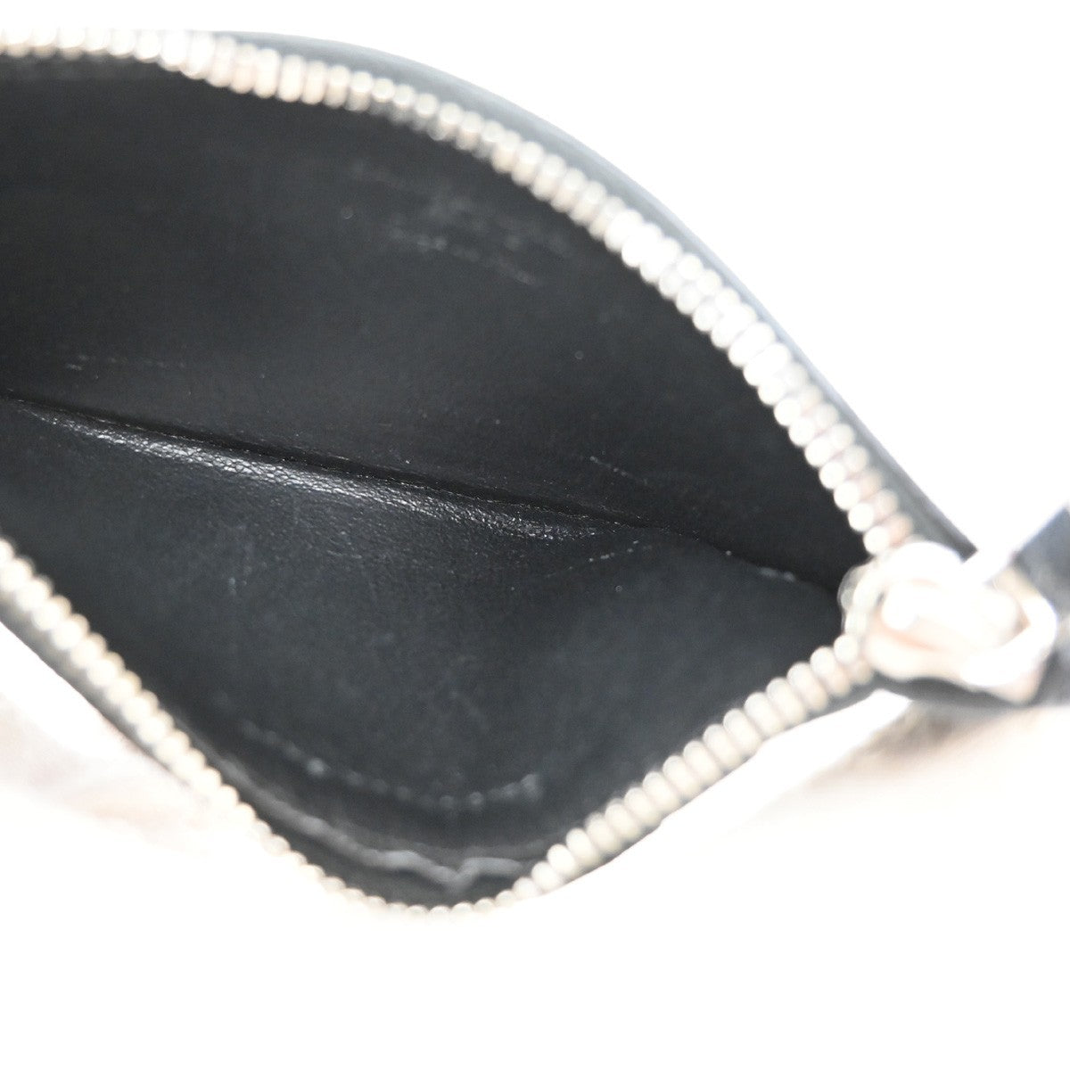 SAINT LAURENT Logo Compact Card Coin Case Wallet Leather Black Italy 60EF917