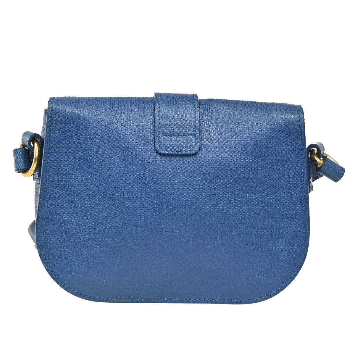 YVES SAINT LAURENT YSL Textured Shoulder Bag Calfskin Leather Navy Blue 69CA594