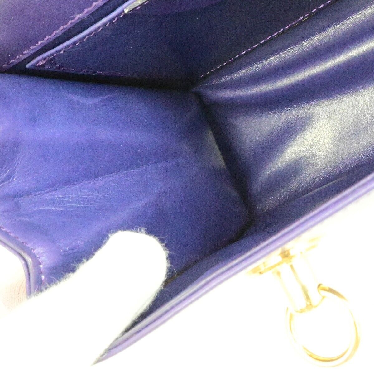 CELINE Logo Mini Shoulder Bag Leather Purple GHW Made In Italy 82FB516