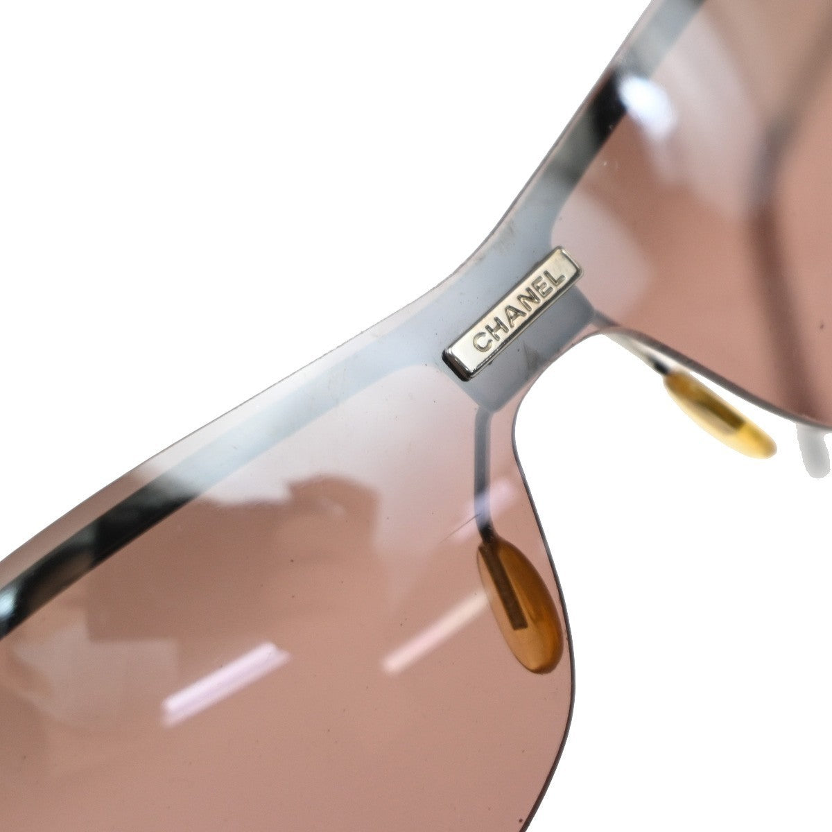 CHANEL CC Logo Sunglasses Eye Wear Plastic Metal Brown Silver 4041 33RP141