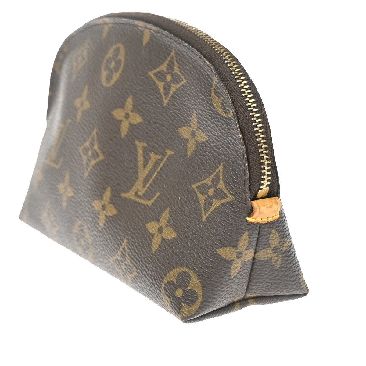 LOUIS VUITTON Logo Pochette Cosmetic Pouch Monogram Leather Brown M47515 05YH998