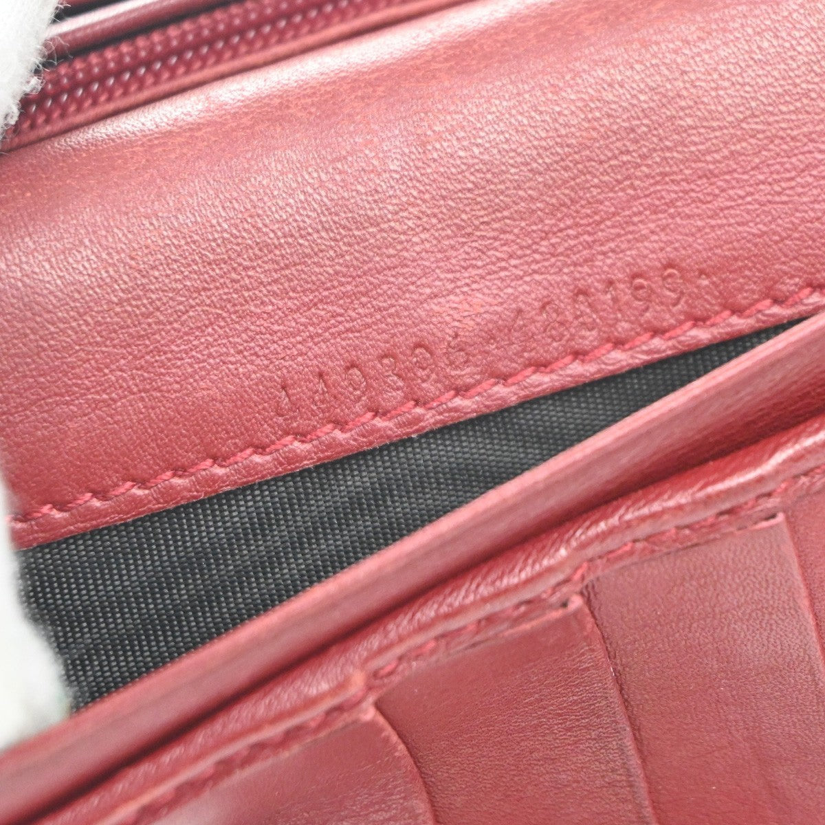 GUCCI Micro Guccissima GG Pattern Bifold Long Wallet Leather Red Italy 31KC718