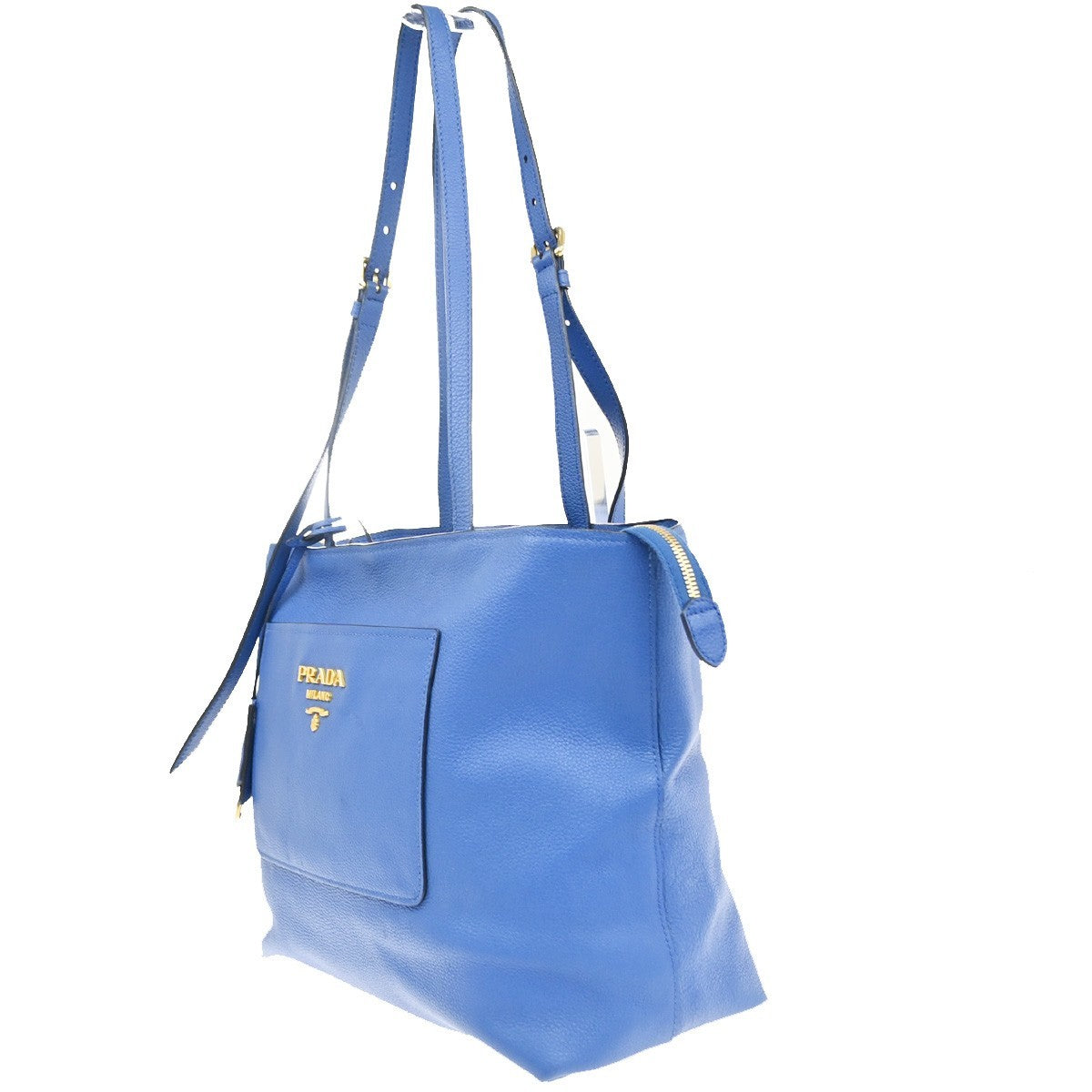 PRADA Logo Shoulder Hand Bag Vitello Daino Leather Blue GHW Italy 11MA501