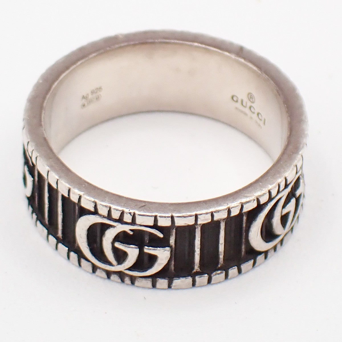 GUCCI GG Marmomt Logo Ring Silver 925 Italy Accessories Size JP 17/ US 8 66MA181