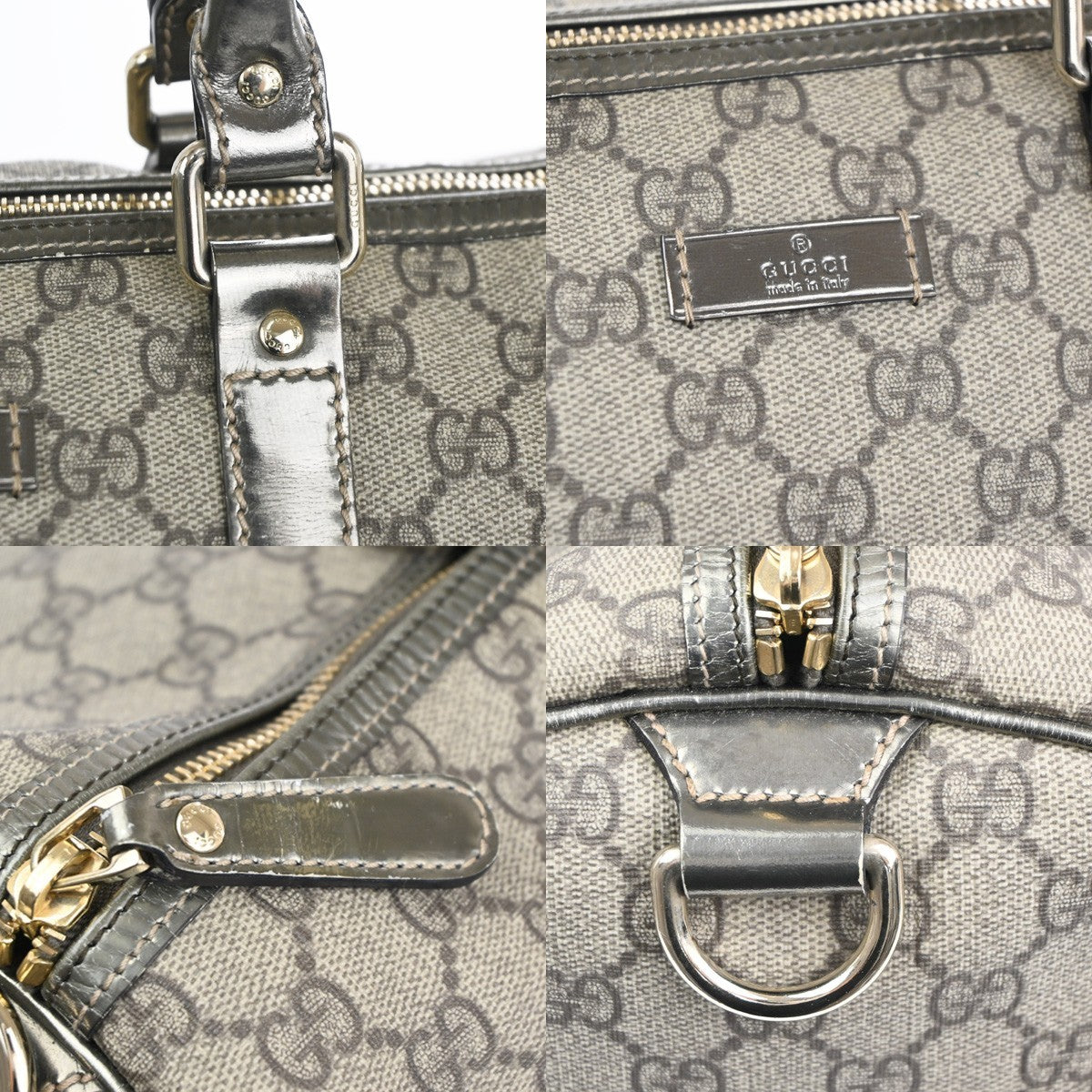 GUCCI GG Pattern Travel Hand Boston Bag Supreme Leather Beige Gold GHW 34TA514
