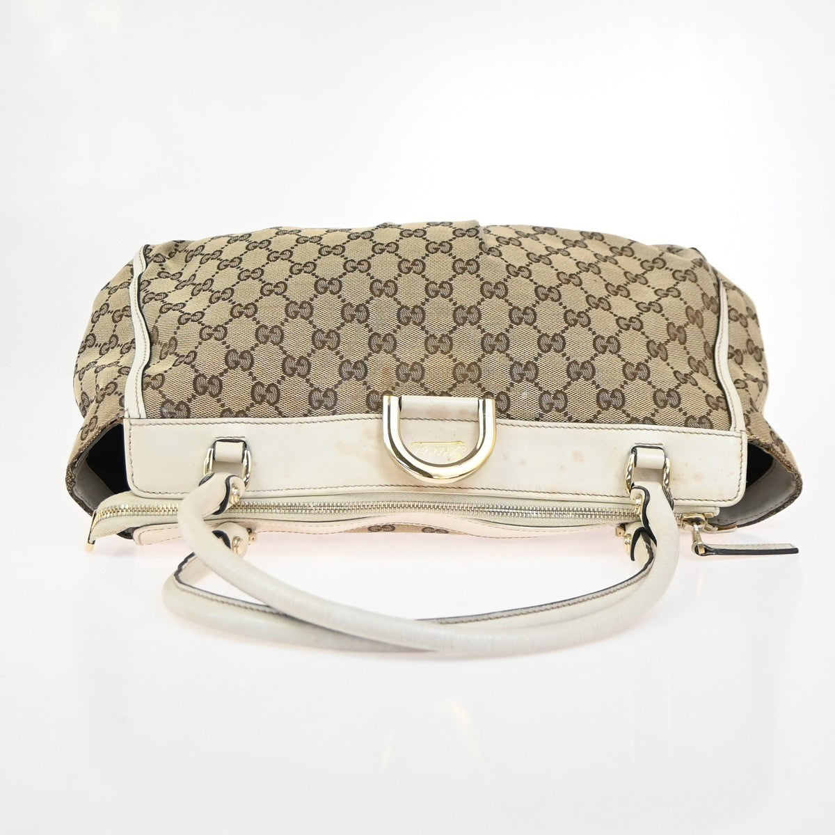 GUCCI Abbey GG Pattern D-Ring Shoulder Bag Canvas Leather BN White Italy 36ZA304