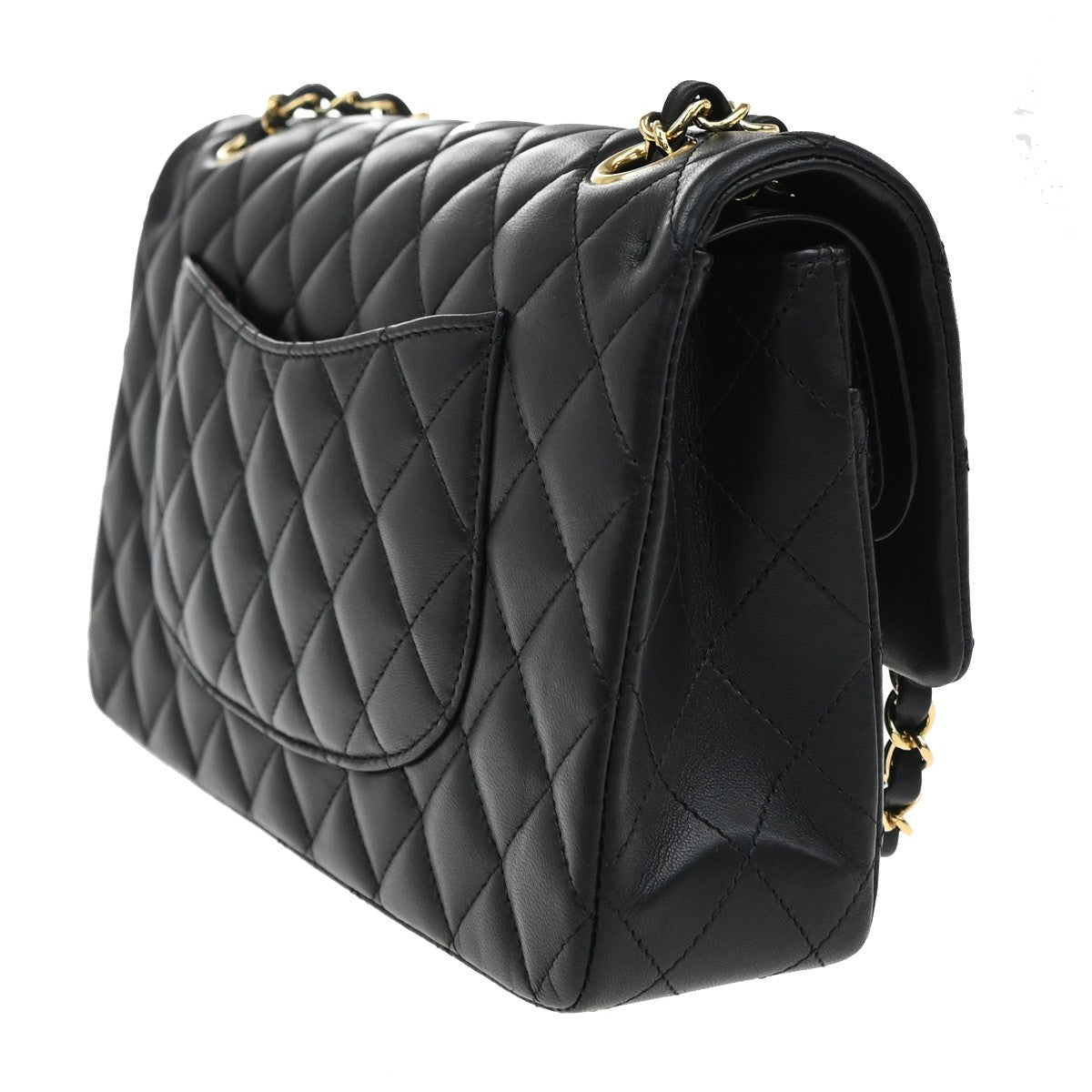 CHANEL CC Matelasse 25 Double Flap Chain Shoulder Bag Leather Black GHW 535LC540