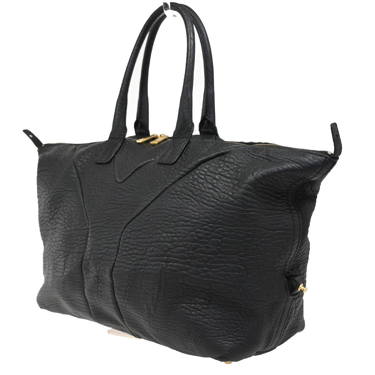 YVES SAINT LAURENT Easy Handbag Boston Black Leather GHW France 65DA105