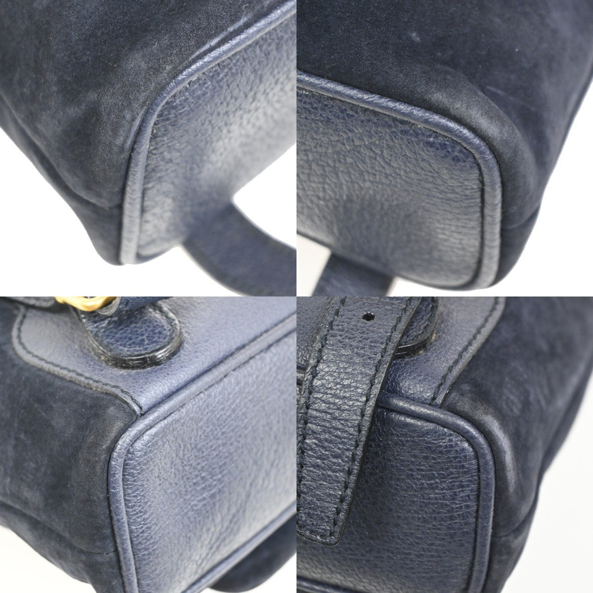 GUCCI Bamboo Logo 2way Back Pack Bag Suede Leather Navy Blue GHW Italy 38MA494