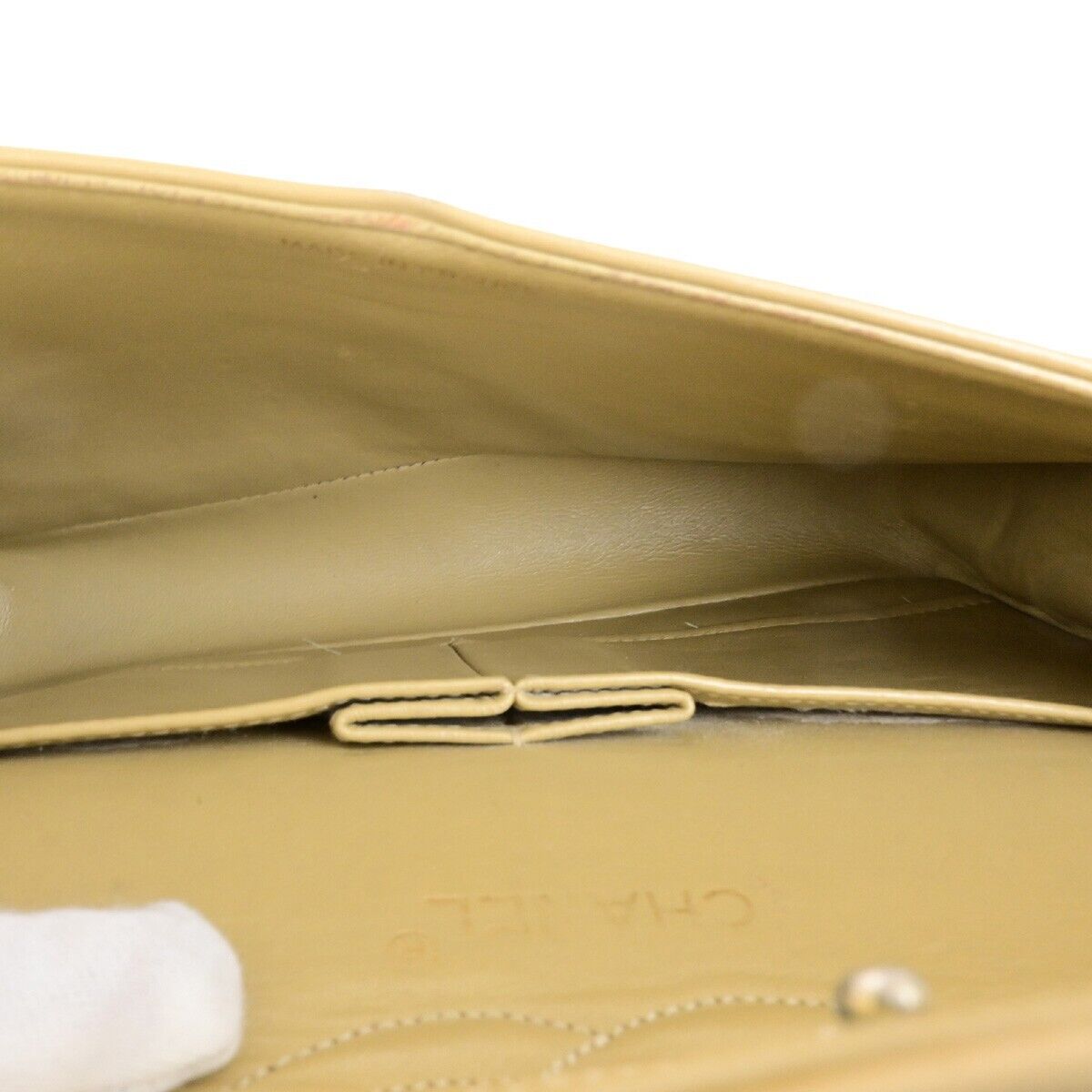 CHANEL CC Matelasse 25 Double Flap Chain Shoulder Bag Leather Beige GHW 636FB329