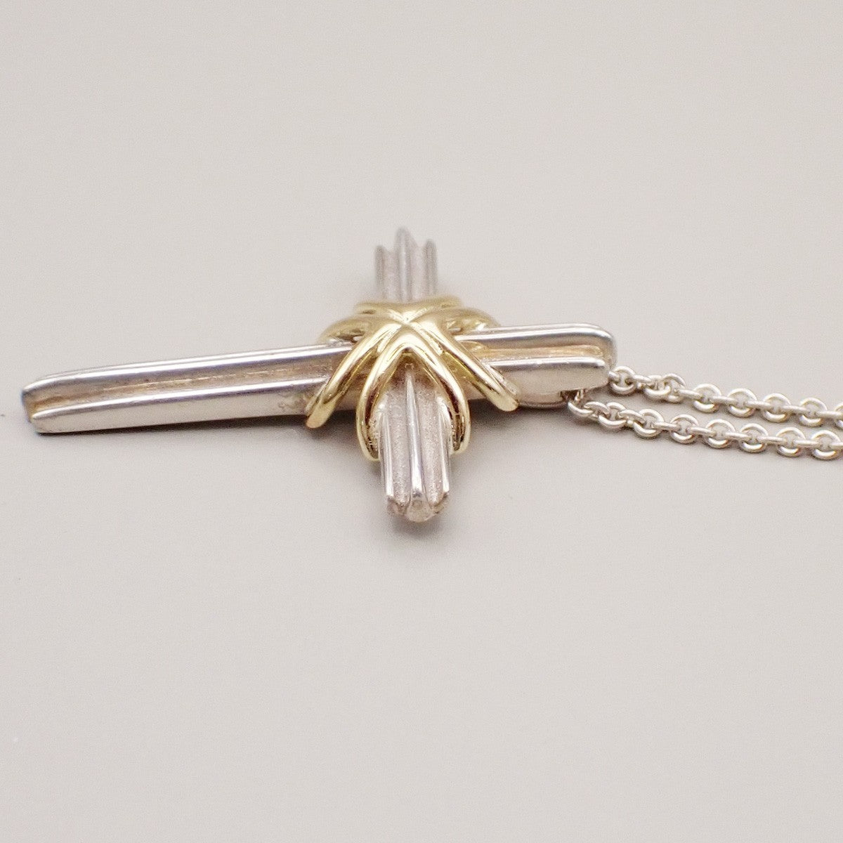 Tiffany & Co. Signature Cross Chain Necklace Pendant Silver 925/Gold 750 83RF610
