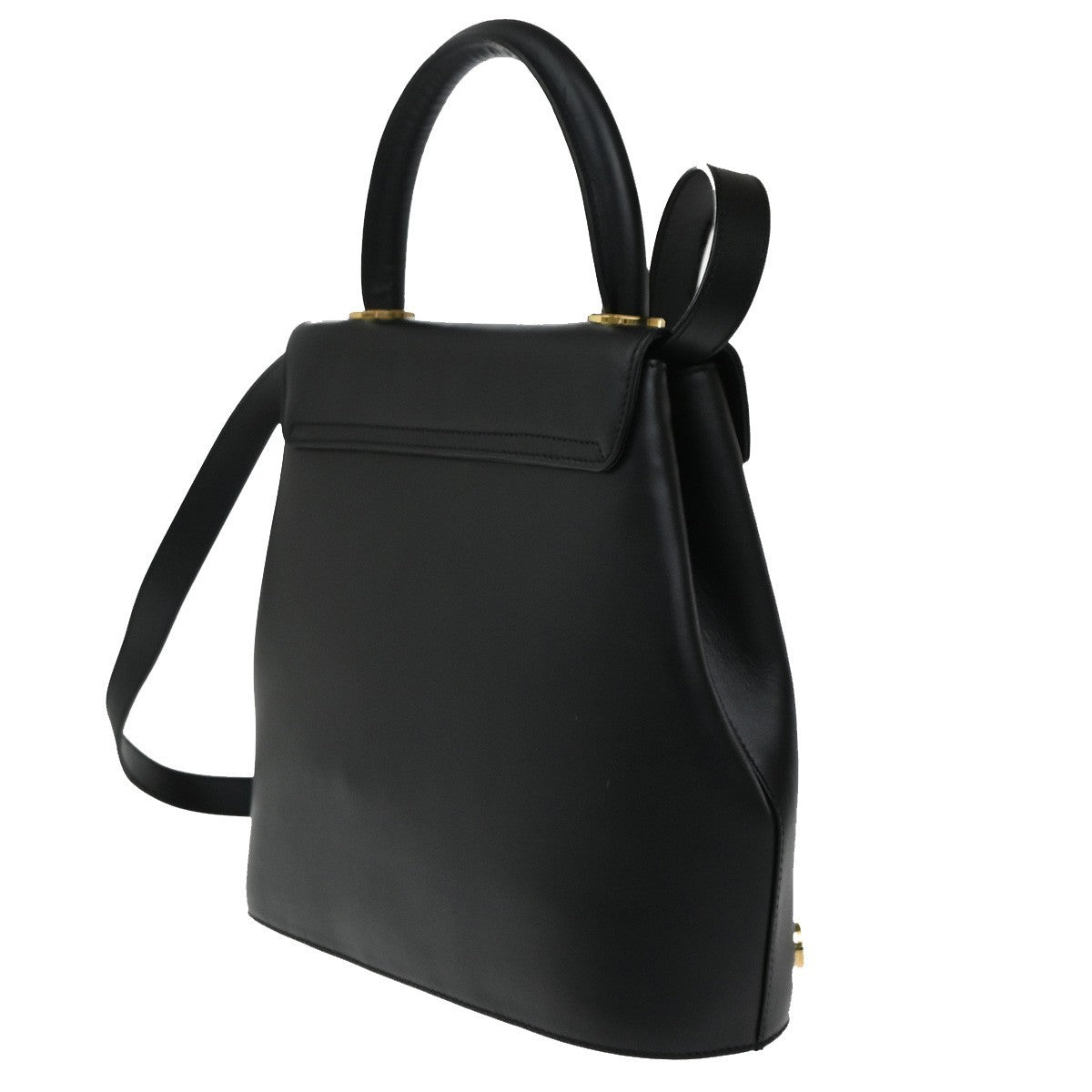 SALVATORE FERRAGAMO Logo Shoulder Bag Leather Black Italy 31RF878