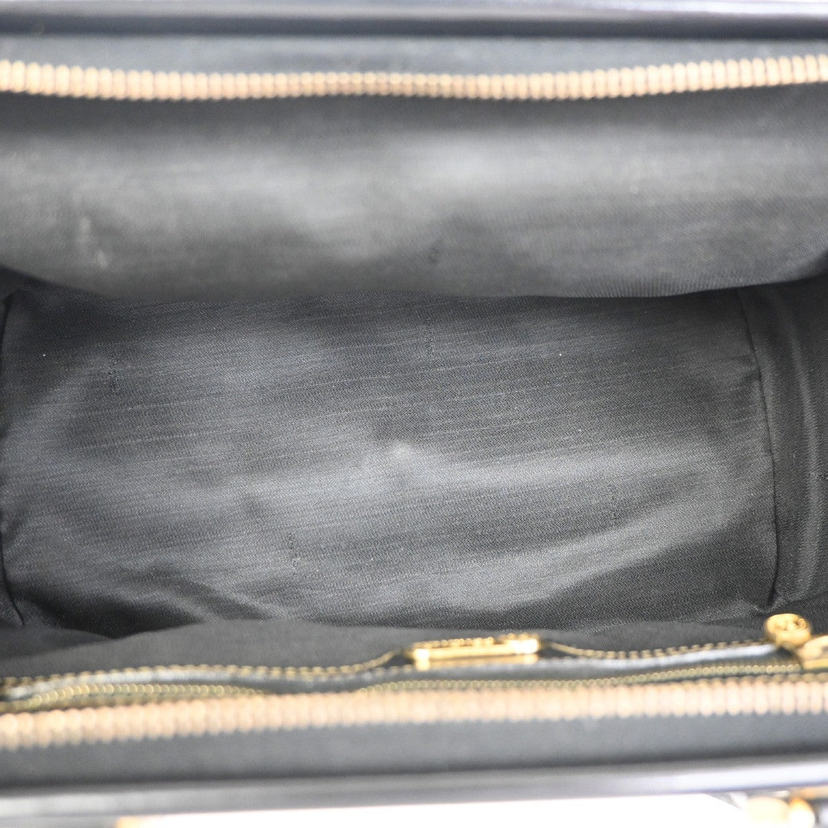 FENDI Logo Pequin Mini Boston Hand Bag PVC Leather Black Khaki GHW Italy 32YH898