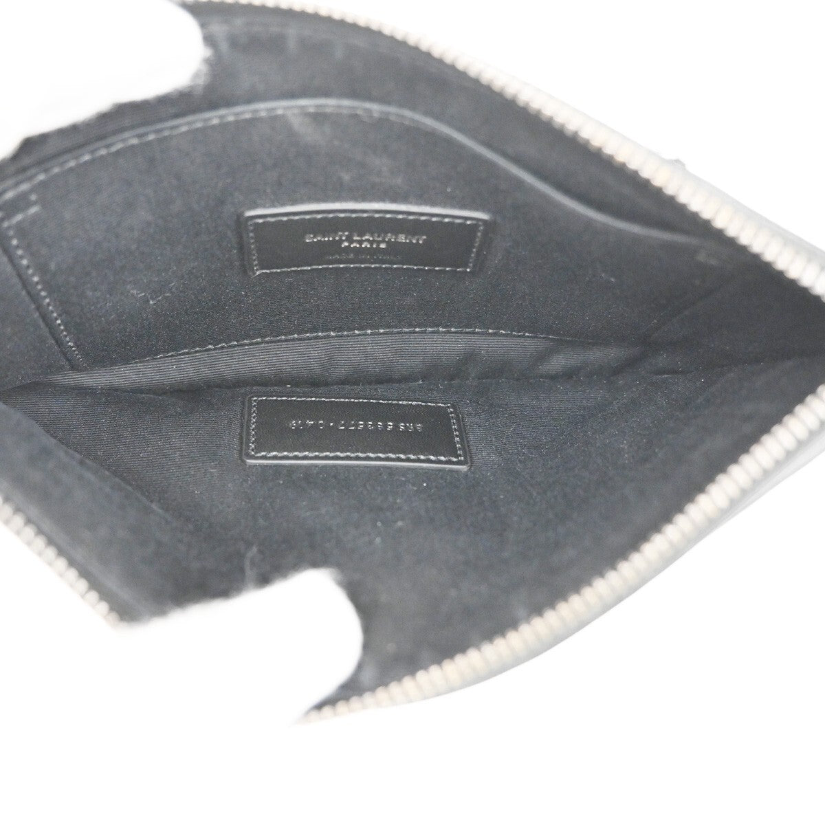 SAINT LAURENT YSL Logo Pouch Bag Leather Black SHW 69EE497