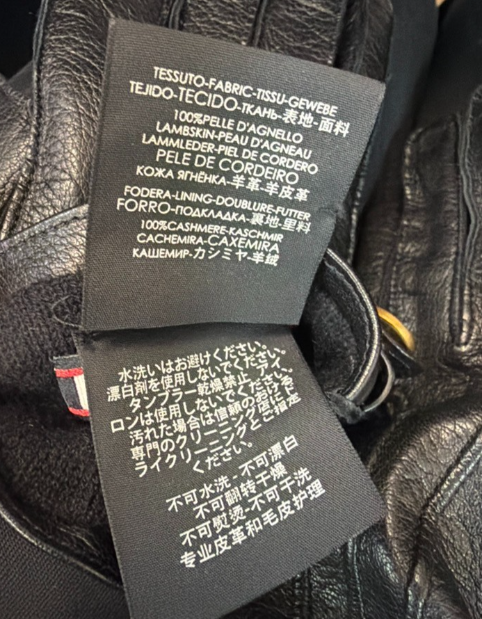 GUCCI Logo Tiger Head Gloves Size 8/S Lambskin Leather Black GHW Italy 04YJ103