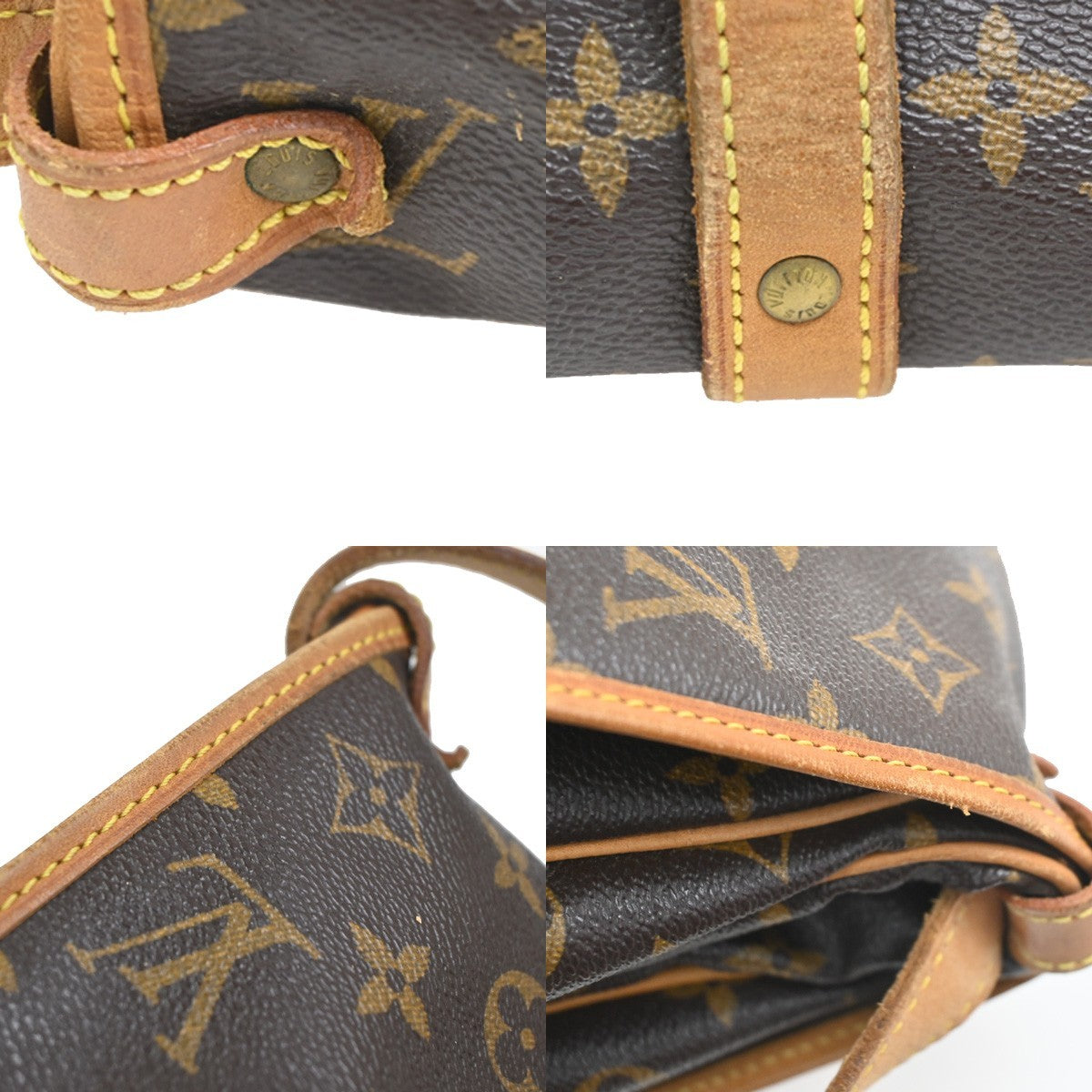 LOUIS VUITTON Logo Saumur 30 Shoulder Bag Monogram Leather Brown M42256 10CA776