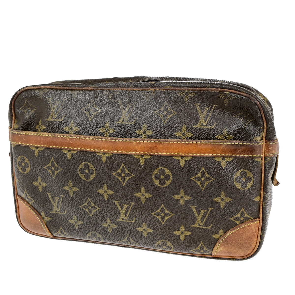 LOUIS VUITTON Compiegne 28 Clutch Hand Bag Monogram Leather Brown M51845 01YG773