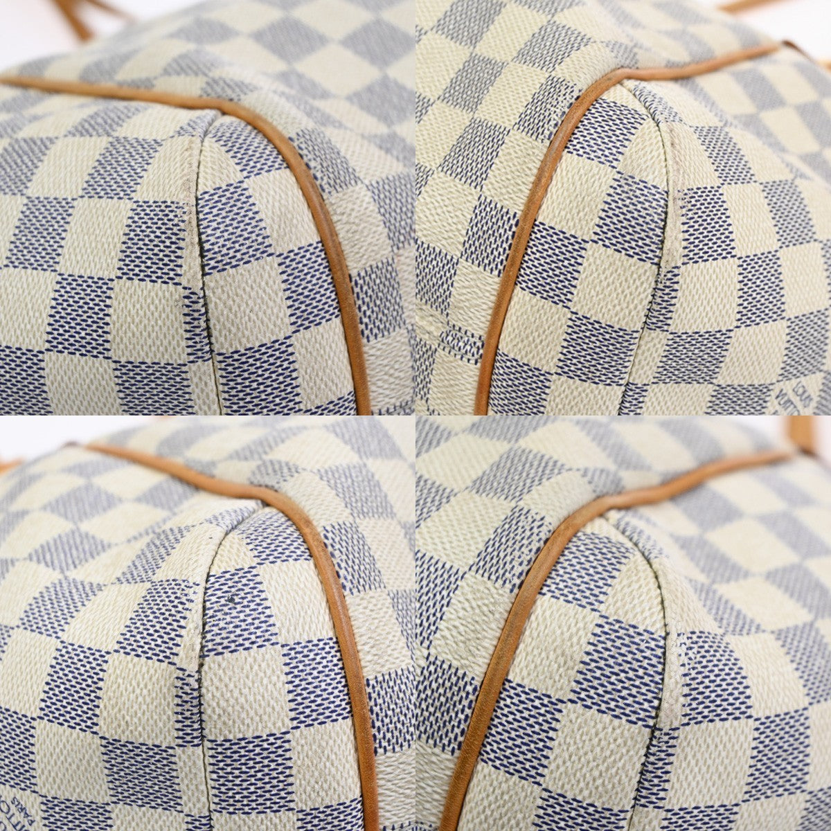 LOUIS VUITTON Totally PM Shoulder Bag Damier Azur Leather White N51261 15KC602