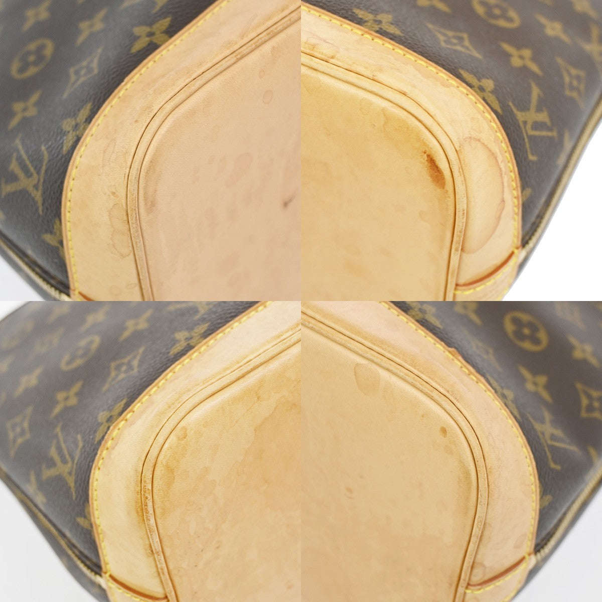 LOUIS VUITTON LV Logo Alma Hand Bag Monogram Leather Brown France M51130 73AA211