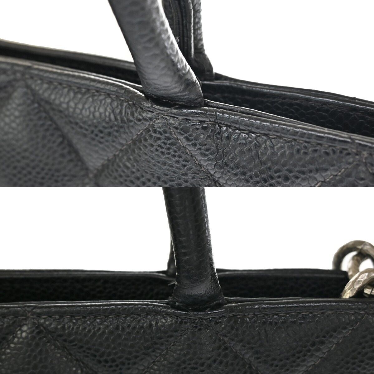 CHANEL CC Logo Medallion Shoulder Tote Bag Caviar Skin Leather BK SHW 672RJ010