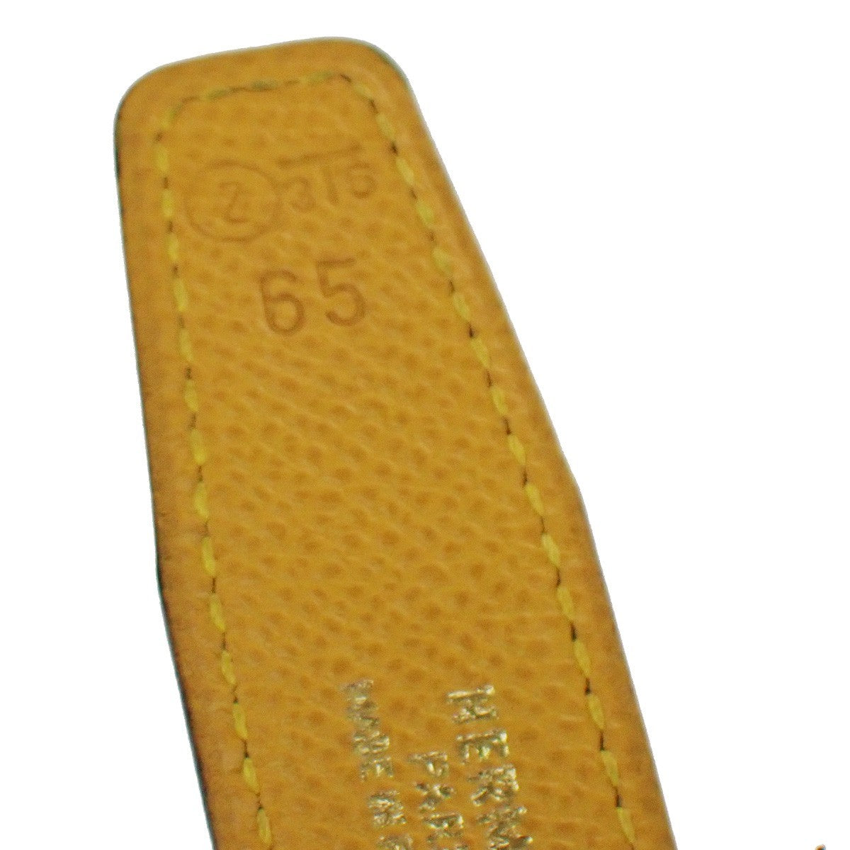 HERMES Logo Constance H Buckle Belt Size 65 Leather Yellow Black France 34RL638