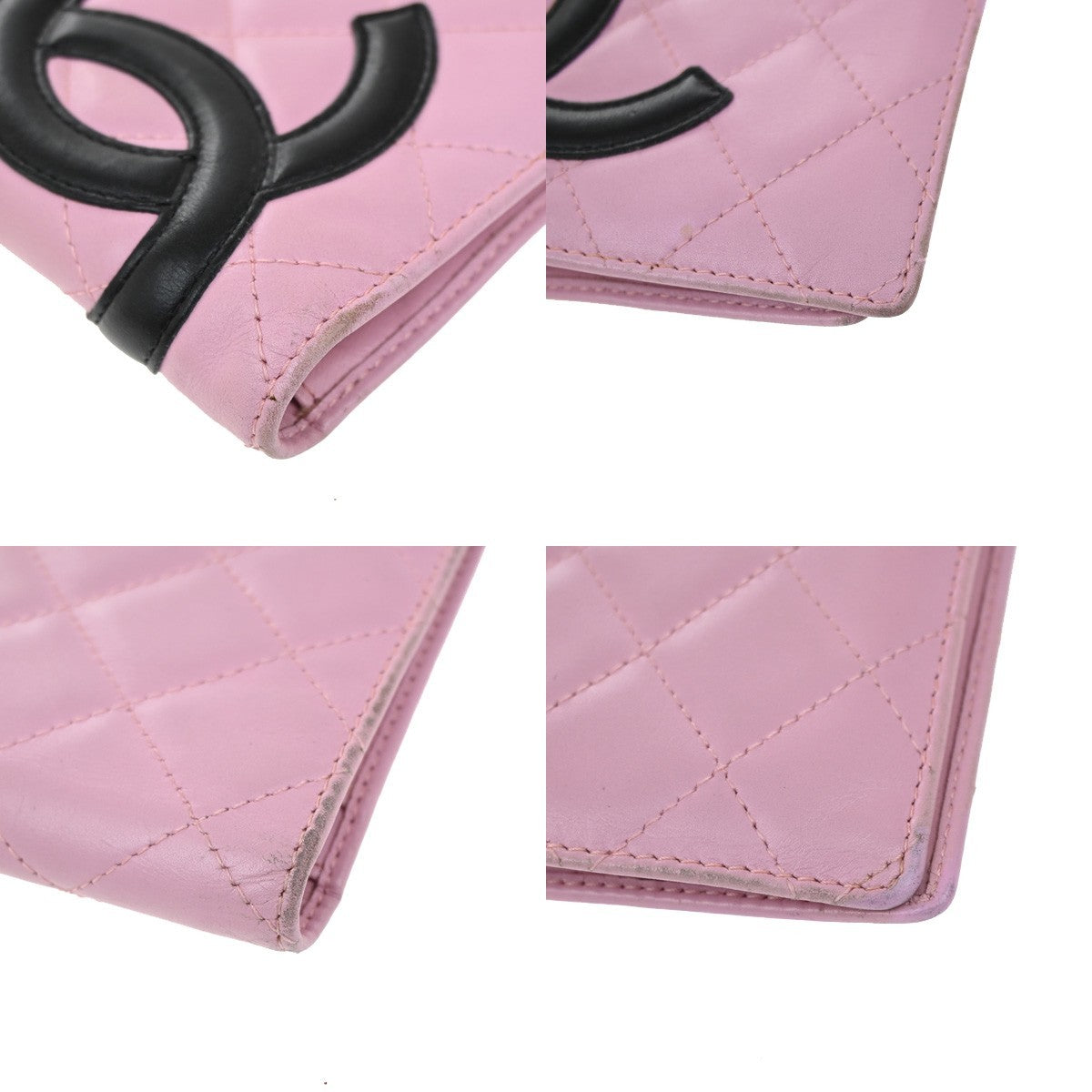 CHANEL CC Logo Long Bifold Wallet Purse Leather Pink SHW Italy 83YH826